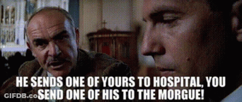 Two Men Saying He Sends One Of Yours To Hospital GIF