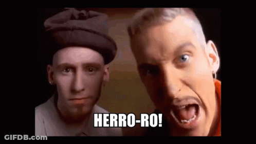 Two Men Saying Herro-Ro GIF