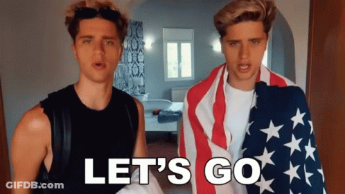 Two Men Saying Let's Go GIF
