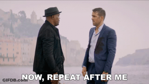 Two Men Saying Now Repeat After Me GIF