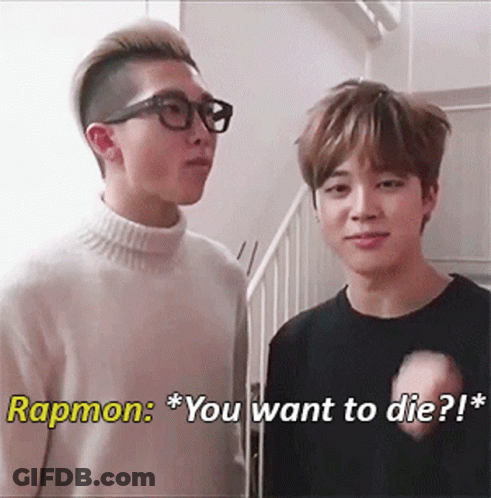 Two Men Saying Rapmon You Want To Die GIF