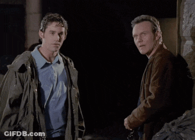 Two Men Saying We're Dumb GIF