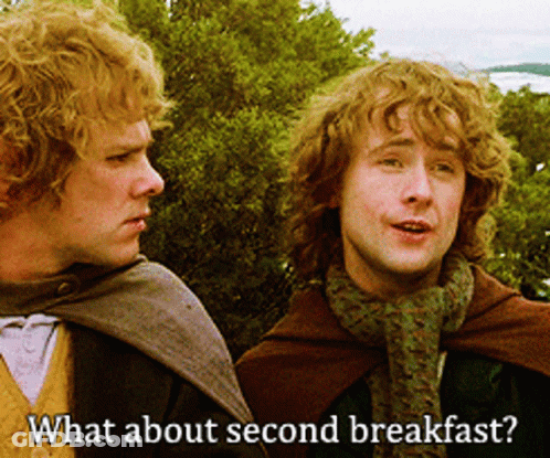Two Men Saying What About Second Breakfast GIF