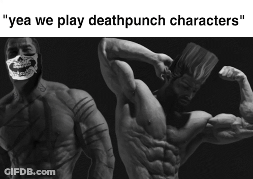 Two Men Saying Yea We Play Deathpunch Characters GIF