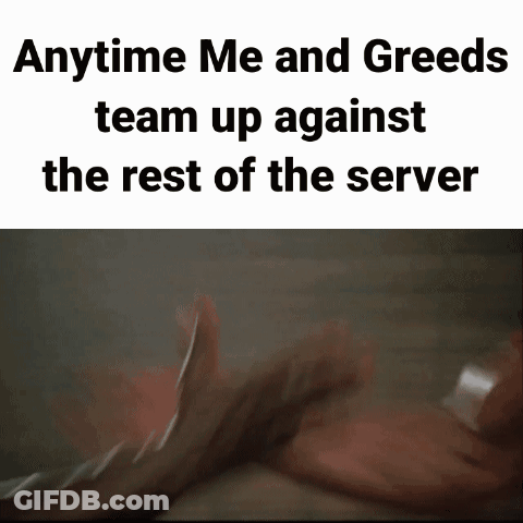 Two Men Shaking Hands Anytime Me And Greeds Team Up Against The Rest Of The Server GIF