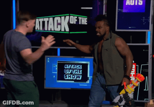 Two Men Shaking Hands Attack Of The Show GIF
