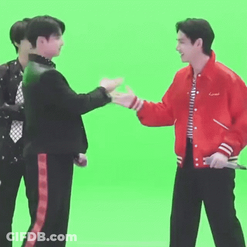 Two Men Shaking Hands One In Red Jacket GIF