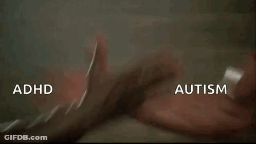 Two Men Shaking Hands With ADHD And Autism On Arms GIF