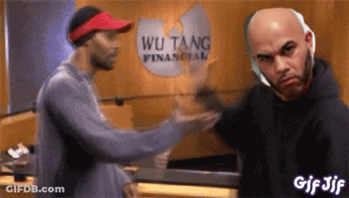 Two Men Shaking Hands Wu Tang Financial Sign GIF