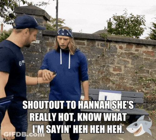 Two Men Shouting Out Hannah GIF