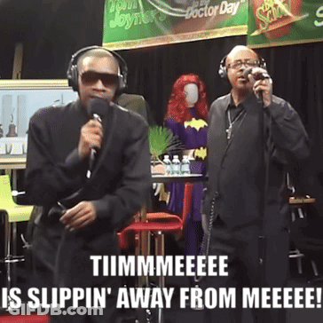 Two Men Singing In Front Of A Sign That Says Doctor Day On It GIF