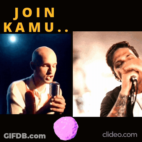 Two Men Singing Into Microphone GIF
