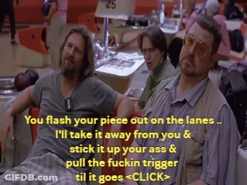 Two Men Sit In A Bowling Alley With A Sign That Says 25 On It GIF