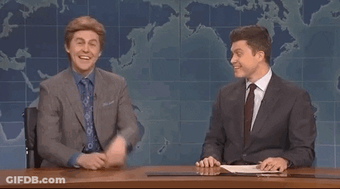 Two Men Sitting At Desk With Swish GIF