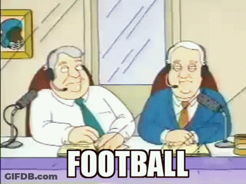 Two Men Sitting At Table Football GIF