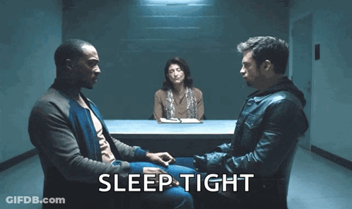 Two Men Sitting At Table Saying Sleep Tight GIF