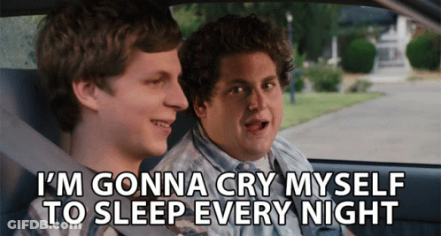 Two Men Sitting In A Car With The Caption I 'M Gonna Cry Myself To Sleep Every Night GIF
