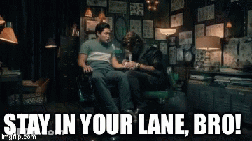 Two Men Sitting In Chair Stay In Your Lane Bro GIF