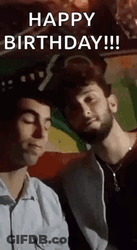 Two Men Sitting In Dark Room Happy Birthday GIF