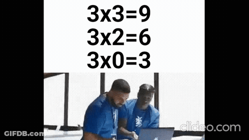 Two Men Sitting In Front Of 3X3 9 3X2 6 3X0 3 Sign GIF