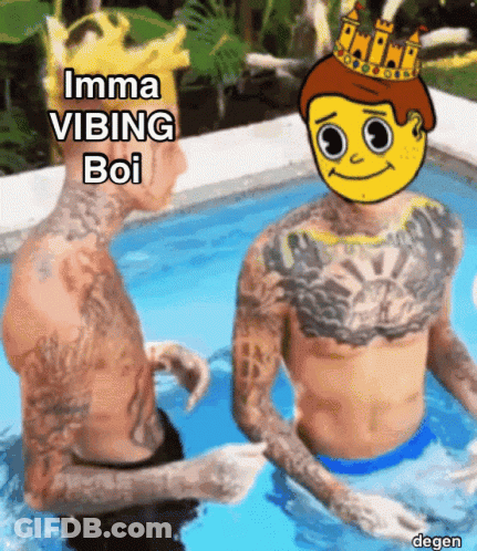 Two Men Sitting In Pool Imma Vibing Boi GIF
