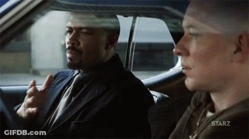 Two Men Sitting In Starz Car GIF