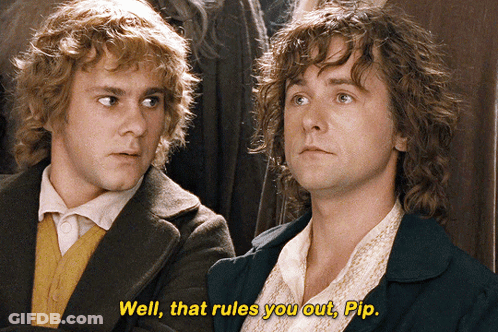 Two Men Sitting Next To Each Other Saying Well That Rules You Out Pip GIF