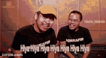 Two Men Sitting Next To Each Other With Hiya Hiya Hiya Hiya Hiya Hiya Hiya Hiya Hiya Hiya GIF