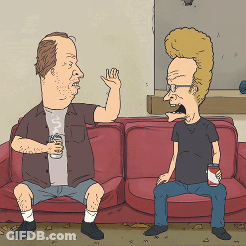 Two Men Sitting On Couch One Holding Can Of Soda GIF
