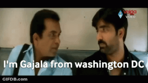 Two Men Sitting One Saying I'm Gajala From Washington DC GIF
