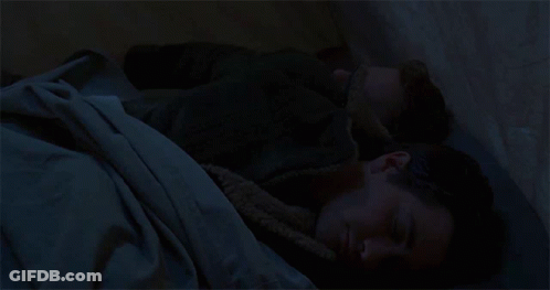 Two Men Sleeping In Bed With Blanket GIF