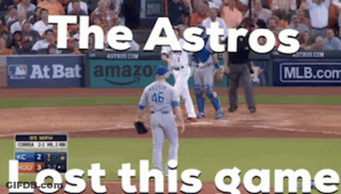Two Men Standing Braves And Astros Shirts GIF