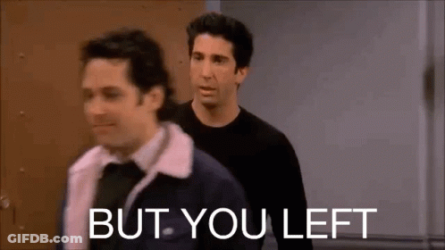 Two Men Standing But You Left GIF