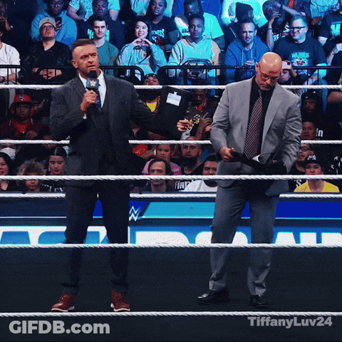 Two Men Standing In A Wrestling Ring With Tiffanyluv24 Written On The Bottom Right GIF