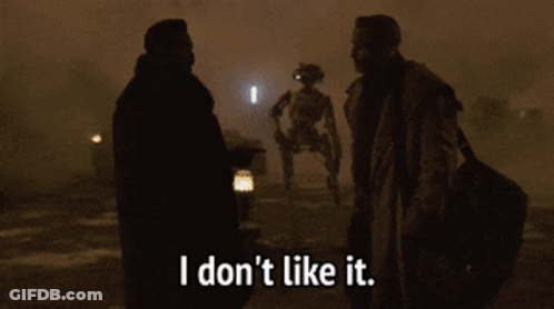Two Men In Front Of Robot Saying I Don T Agree With It GIF