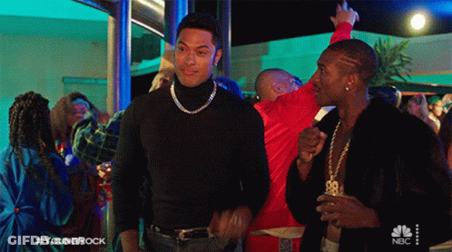 Two Men Standing In Front Of Crowd #YoungRock GIF