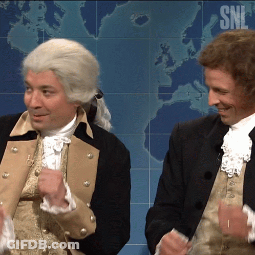Two Men Standing In Front Of Map With SNL GIF