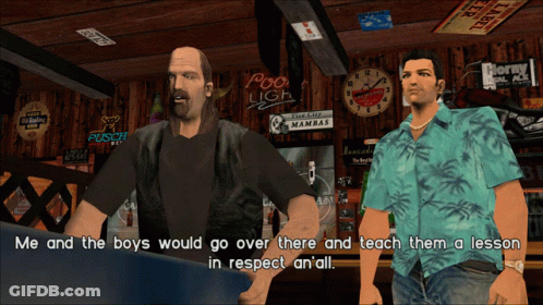 Two Men Standing In Front Of Poo Ligh Sign GIF
