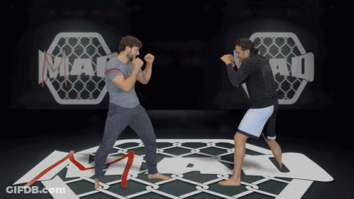 Two Men Standing In MMA Ring GIF