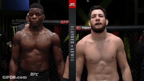 Two Men Standing In UFC Cage GIF