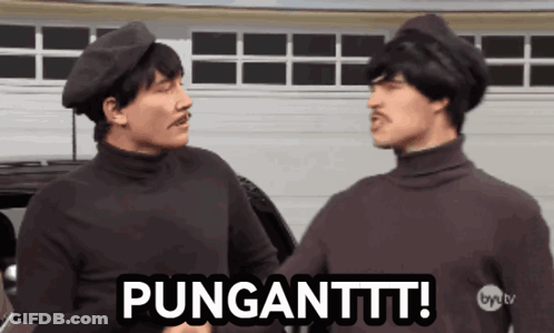 Two Men Standing Next To Each Other GIF