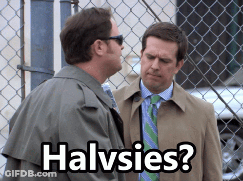 Two Men Standing Next To Each Other Halvsies GIF