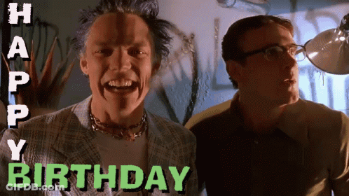 Two Men Standing Next To Each Other Happy Birthday GIF