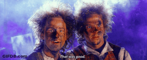 Two Men Standing Next To Each Other One Says That Was Good GIF