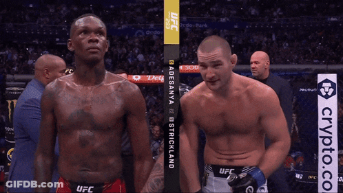 Two Men Standing Next To Each Other UFC Shirts GIF