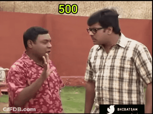 Two Men Standing Next To Each Other With 500 GIF