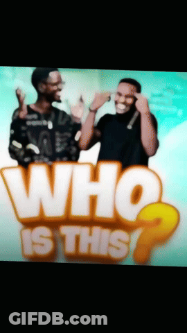 Two Men Standing Next To Each Other With The Words Who Is This Behind Them GIF