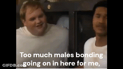Two Men Standing Next To Each Other With Too Much Males Bonding Going On In Here For Me GIF