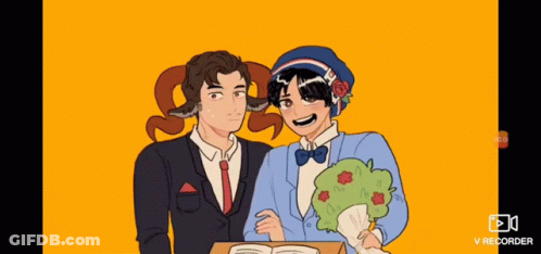 Two Men Standing Next To Each Other GIF