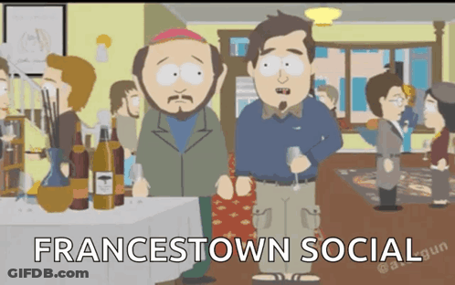 Two Men Standing Next To Francestown Social GIF